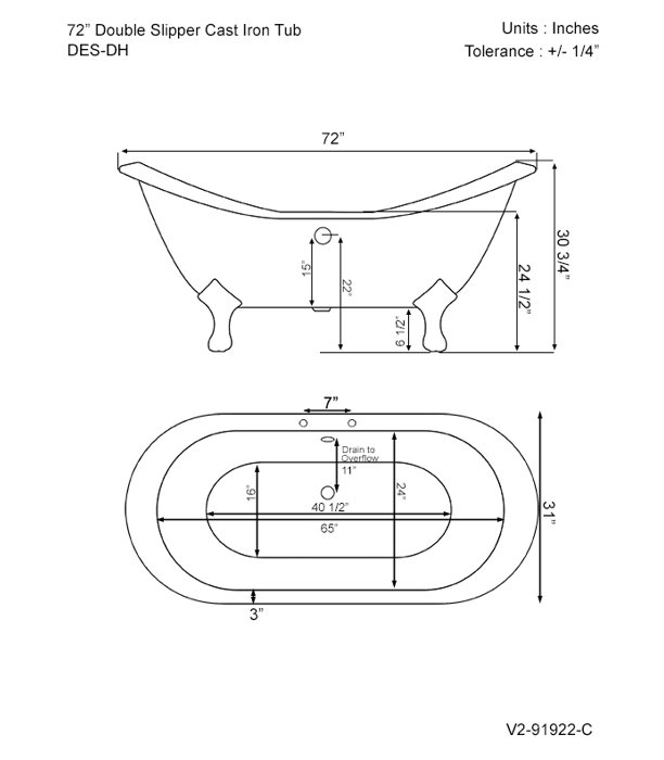 Cambridge Plumbing 71'' x 31'' Freestanding Soaking Cast Iron Bathtub
